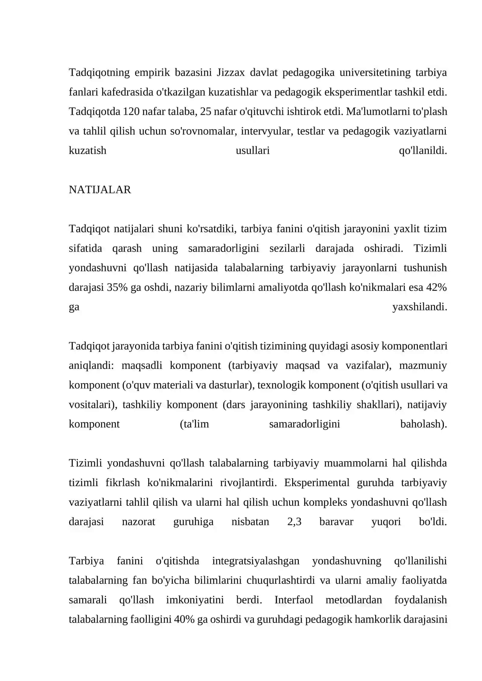 TARBIYA FANINI OQITISH JARAYONI YAXLIT TIZIM SIFATIDA 3