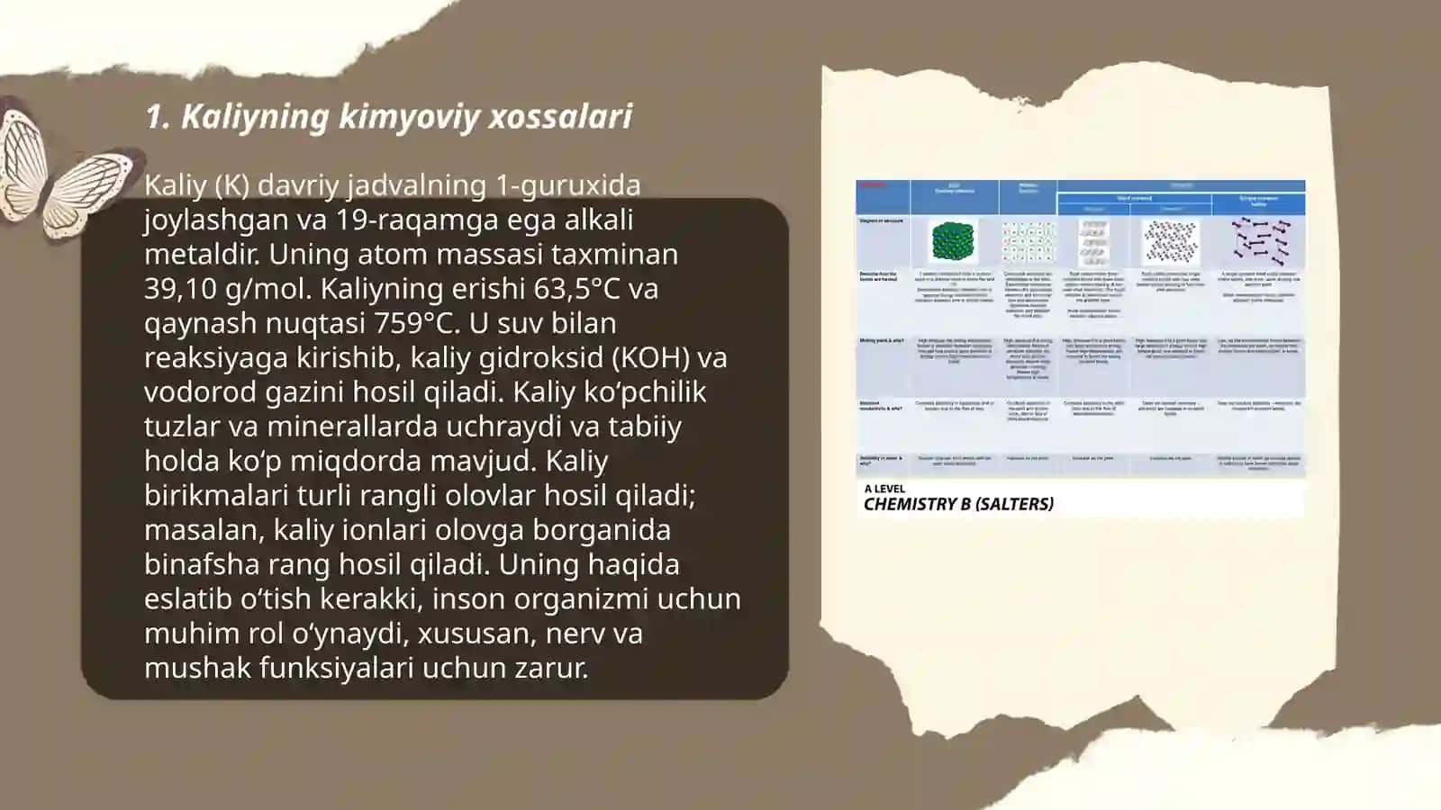 Kaliy va uning birikmalarini olinish va xossalari 3