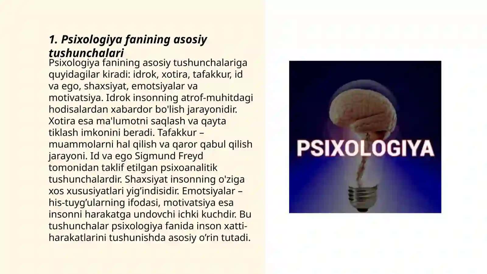 Psixologiya fanining predmeti haqida taasavvurlar.Taraqqiyotning asosiy bosqichlari 3