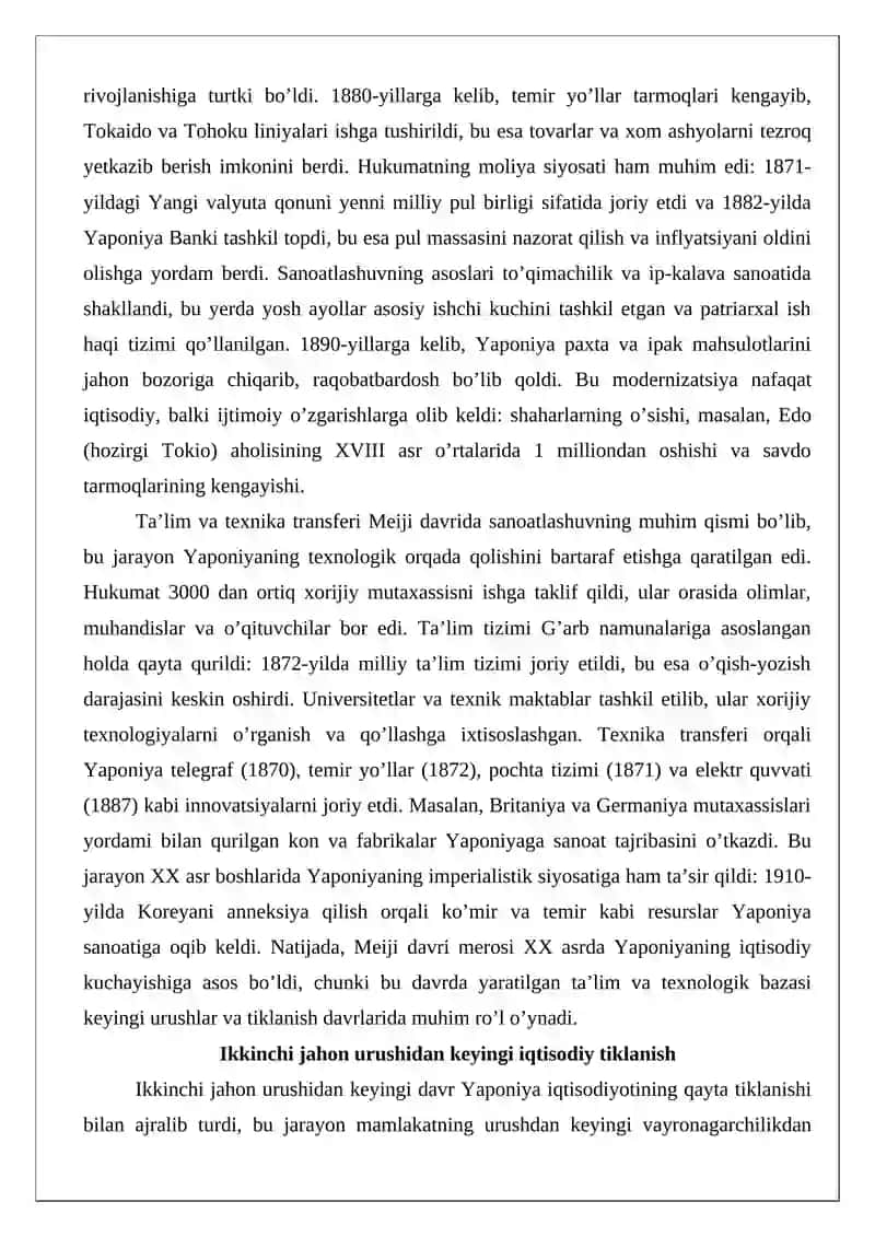 XX–XXI asrlarda Yaponiyaning iqtisodiy modernizatsiyasi va texnologik rivoji 3