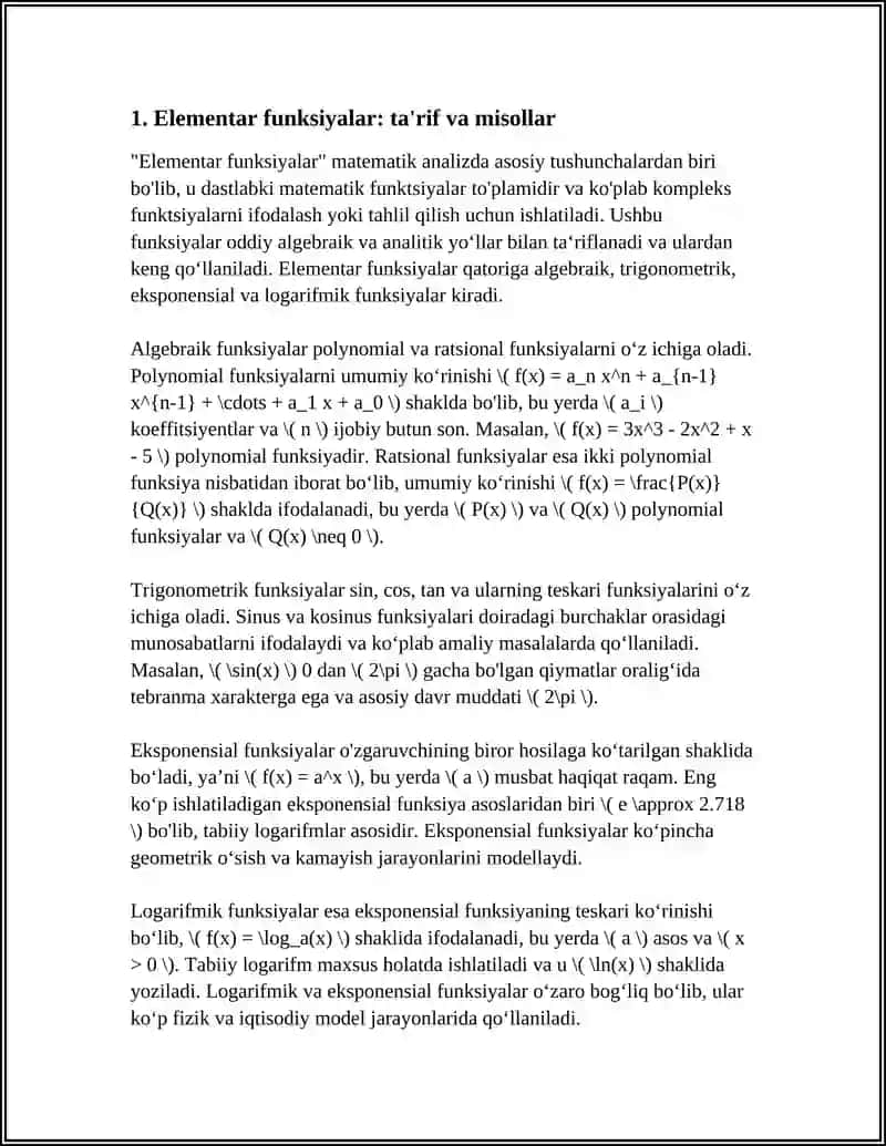 ELEMENTAR FUNKSIYALAR HARAKTERISKASI 3