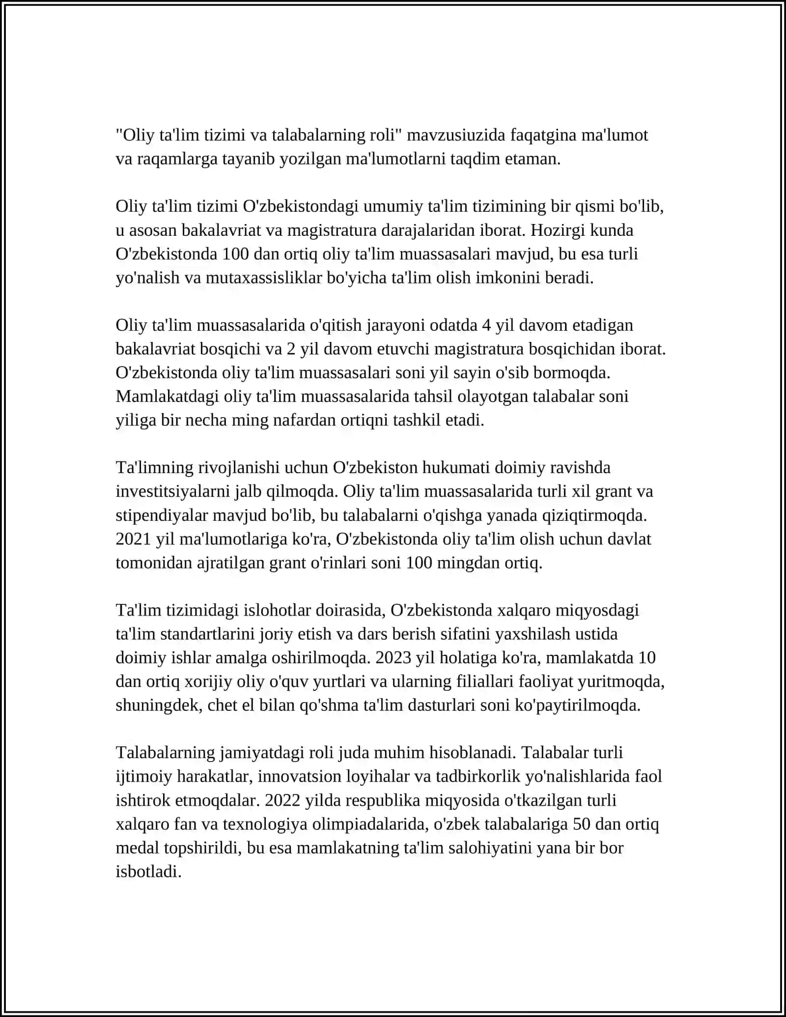 OLIY OʻQUV YURTI TALABA VA PROFESSOR - OʻQITUVCHILAR NIGOHIDA 3