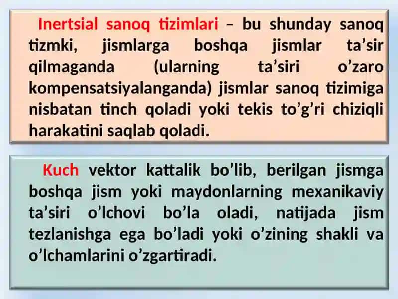 Inertsial sanoq sistemalarda Nyuton qonunlari 3