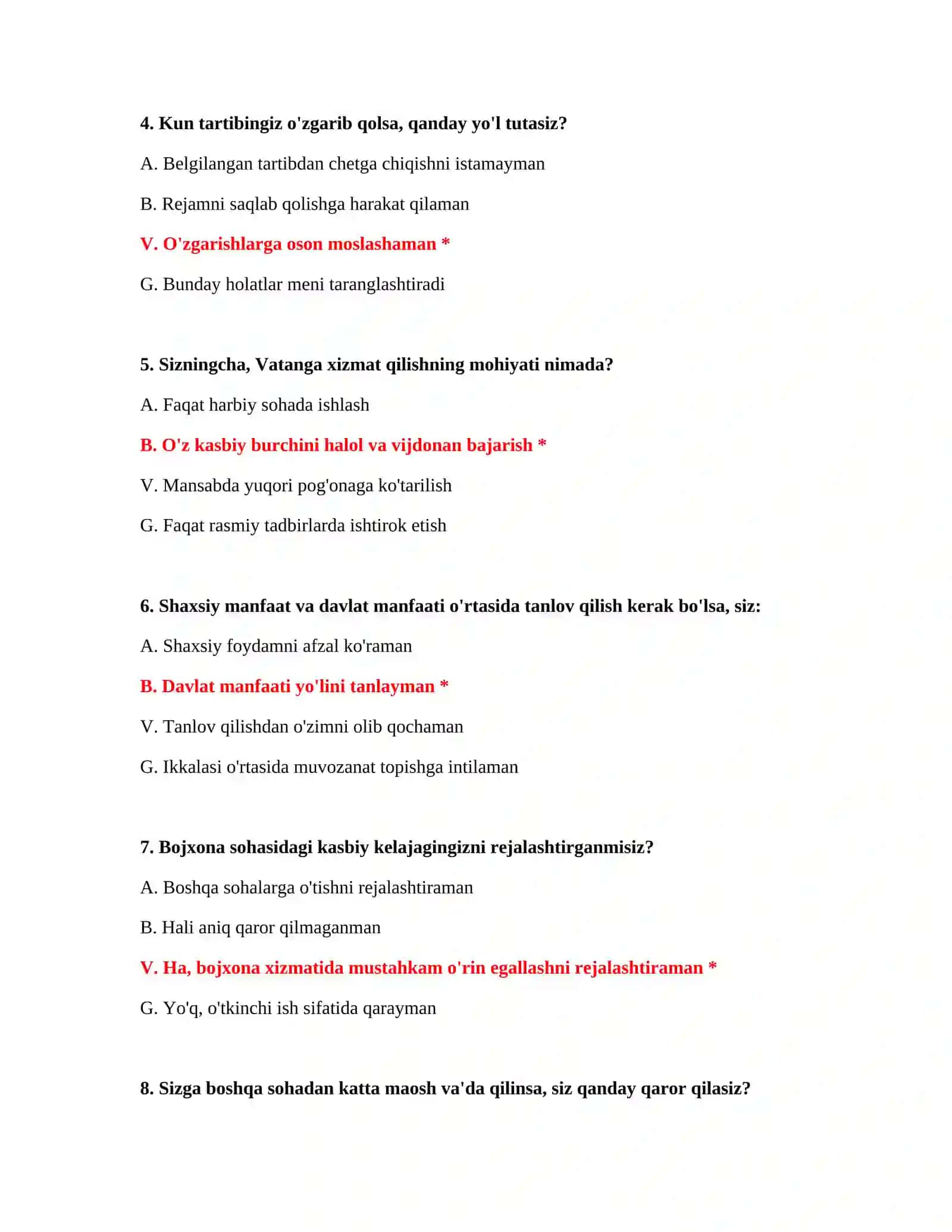 Bojxona psixologik testlari 3