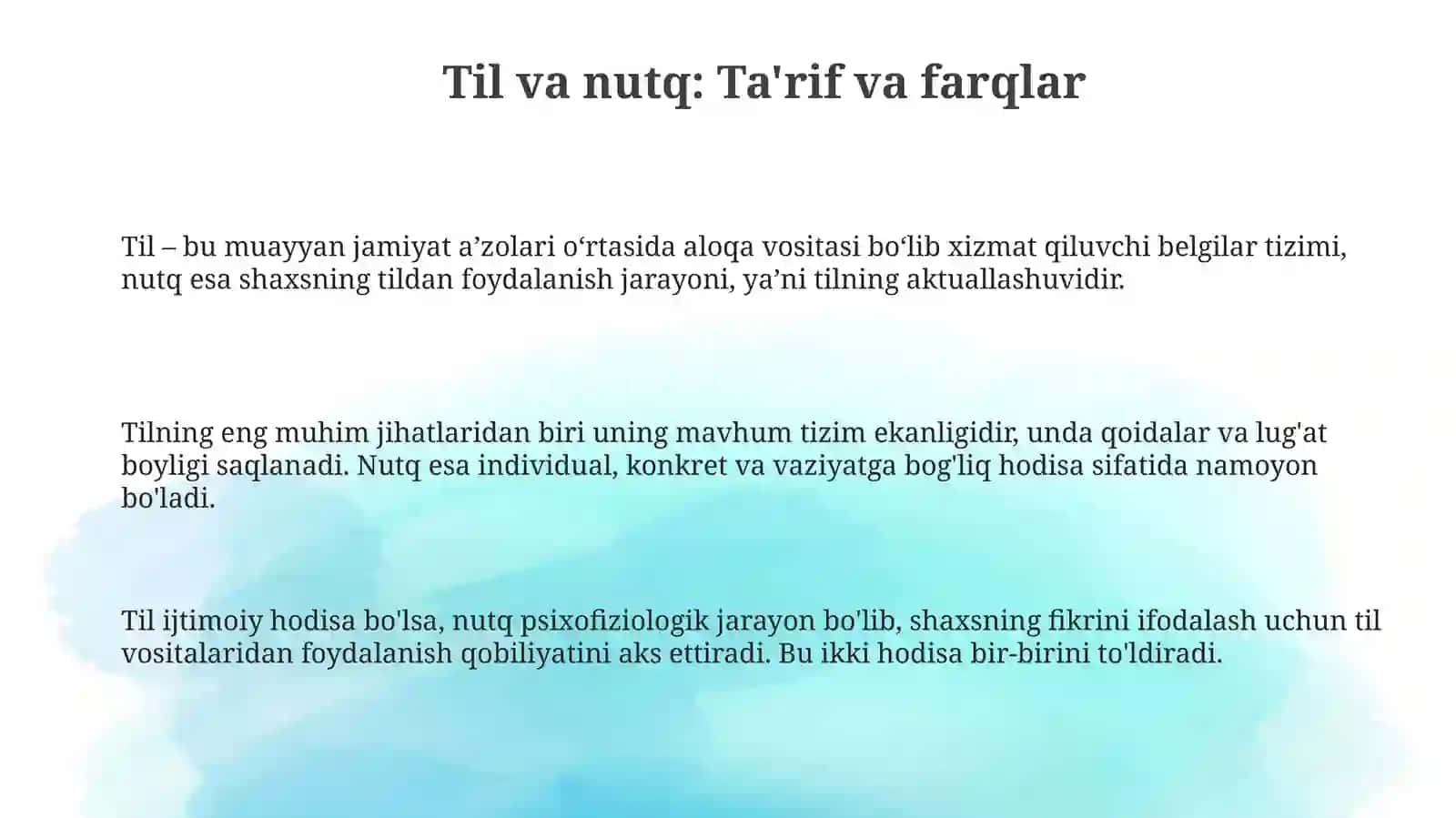 Til va nutq. Lison va nutq munosabati 3