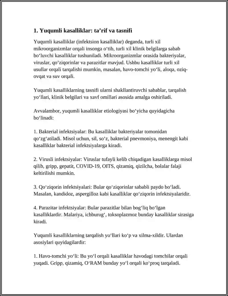 YUQUMLI KASALLIKLAR, YUQMLI KASALLIK JARAYOLARI. YUQUMLI KASALLIKLARGA TASHHIS QOYISH USULLARI 3