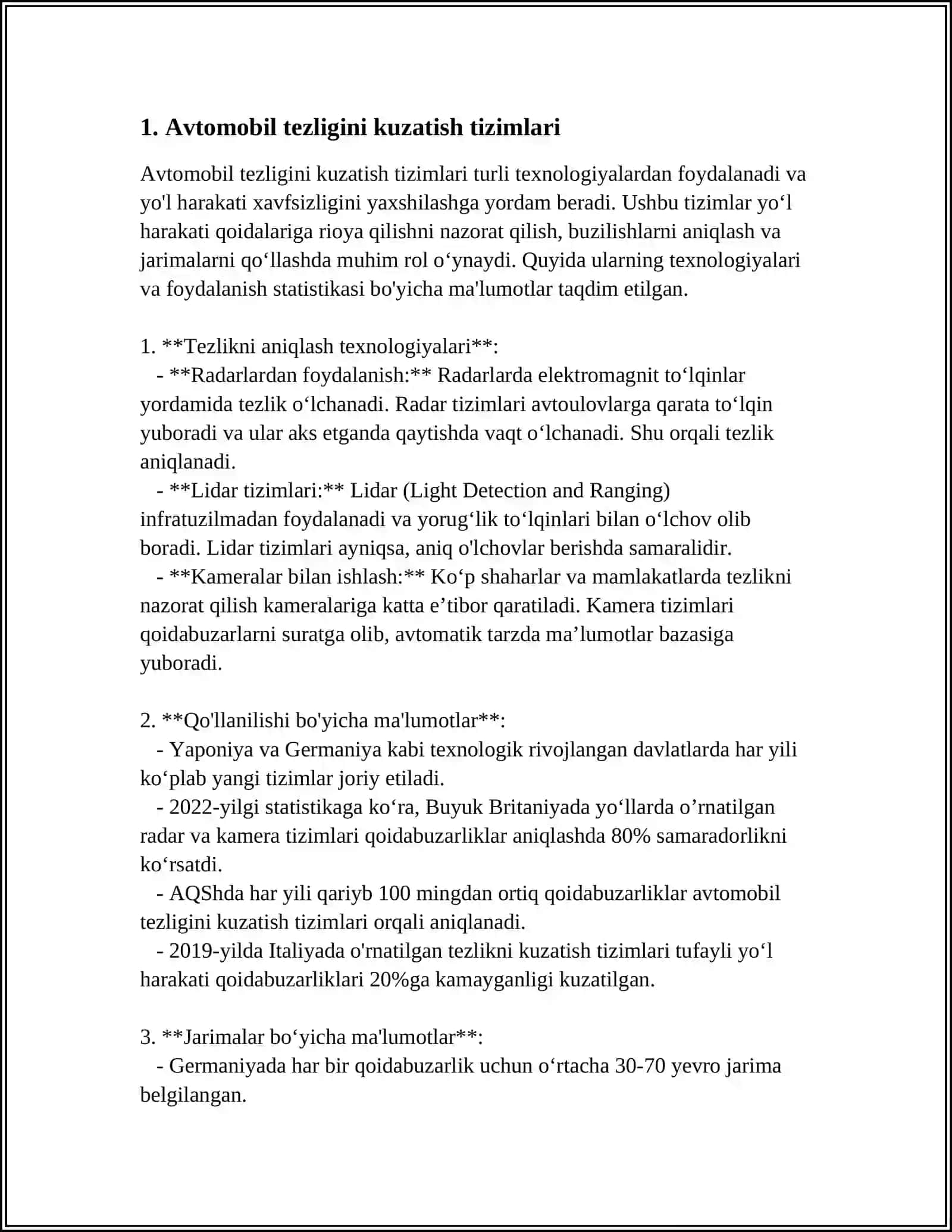 AVTOMAGISTRALLARDA XAVFSIZLIKNI TA'MINLOVCHI TIZIMLAR 3