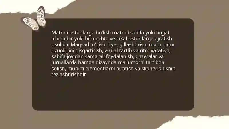 Matnni ustunlarga bo'lish 3