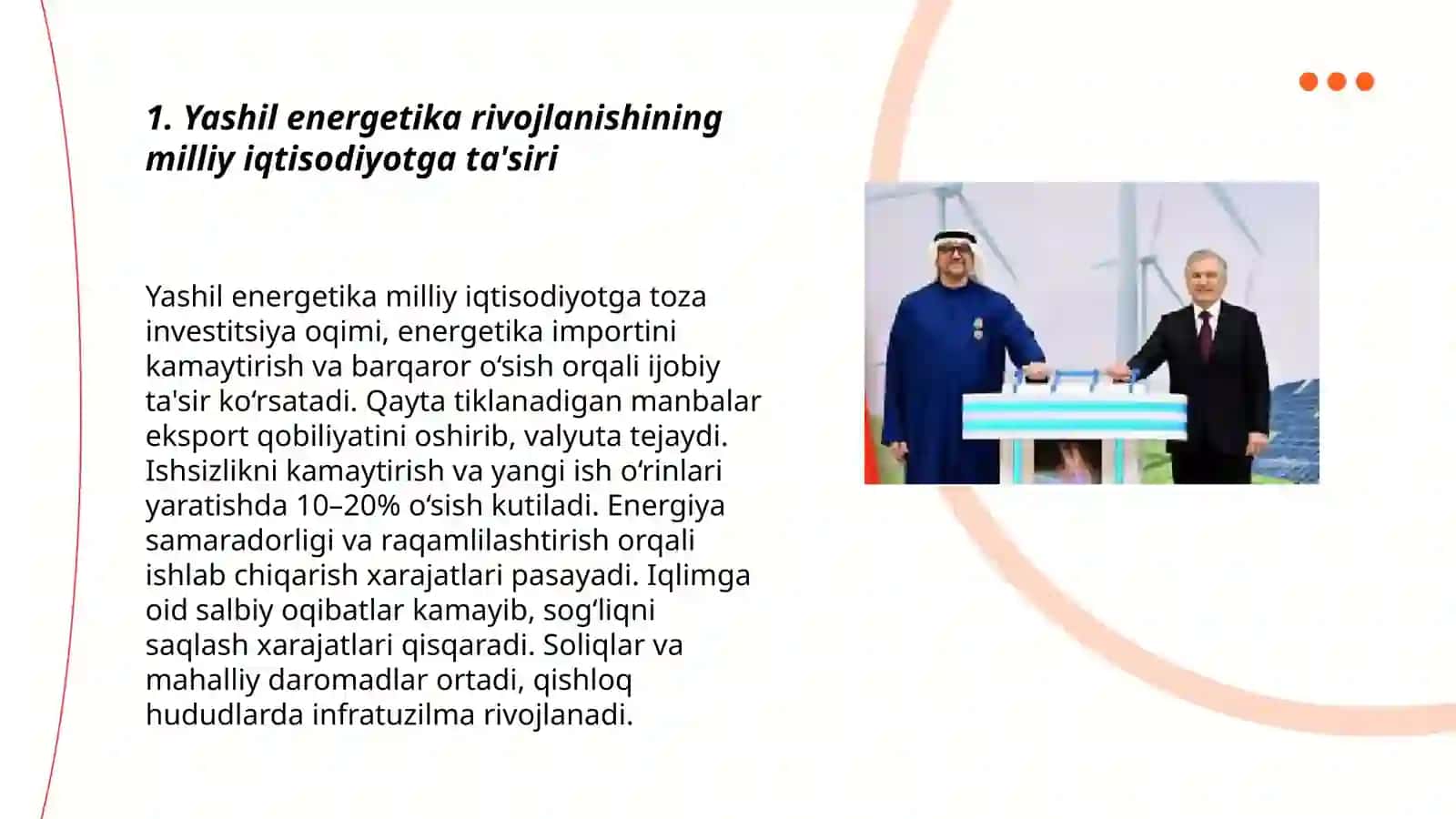 Yashil energetika rivojlanishi va uning iqtisodiyotga ta'siri 3