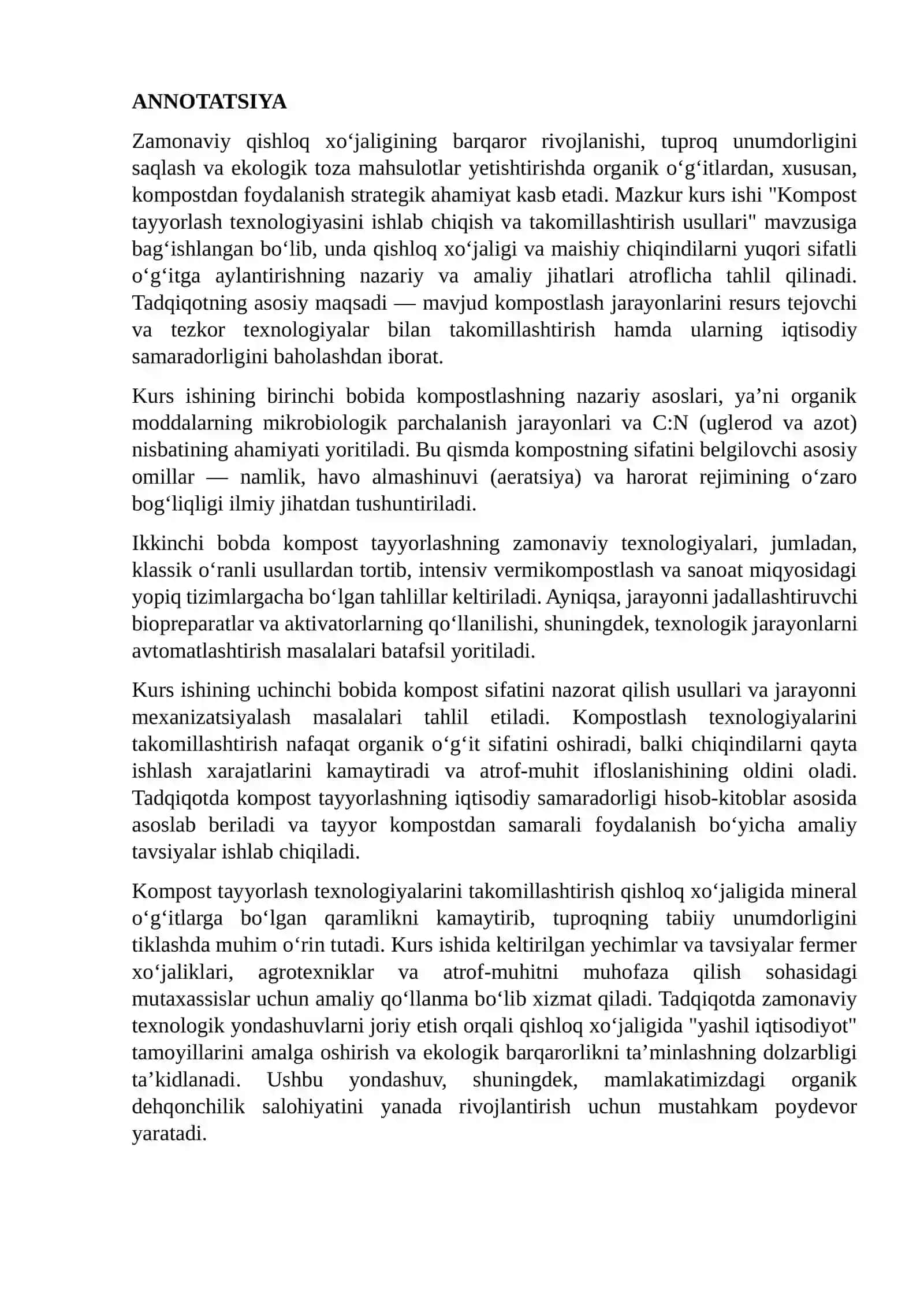 Kompost tayyorlash texnologiyasini ishlab chiqish va takomillashtirish usullari 3