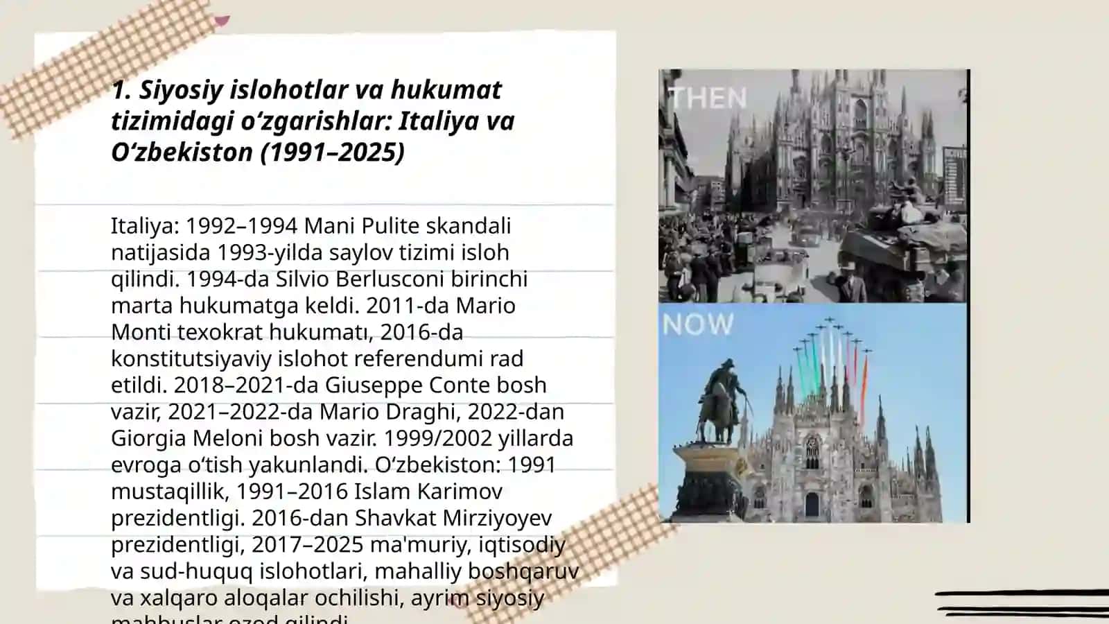 Siyosiy islohotlar va hukumat tizimidagi oʻzgarishlar: Italiya va Oʻzbekiston (1991–2025) 3