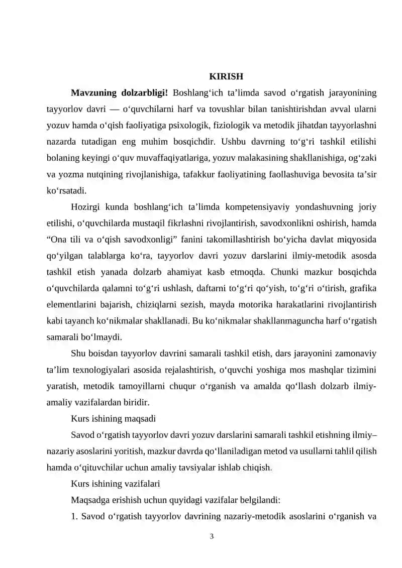 Savod o`rgatish tayyorlov davri yozuv darslarini tashkil etish 3