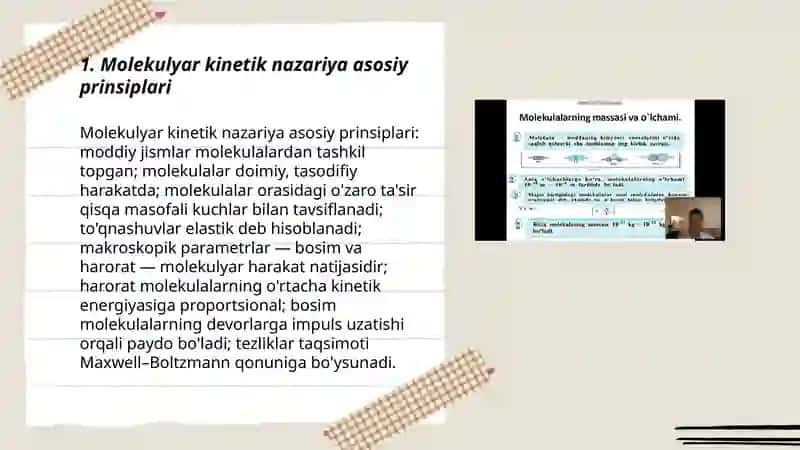 Molekulyar kinetik nazariya va statistik fizik asoslari 3