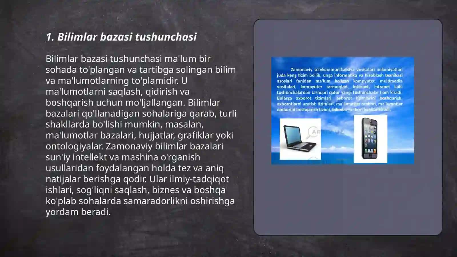 Bilimlar bazasi.Bilimlarni ajratib olish usullari 3