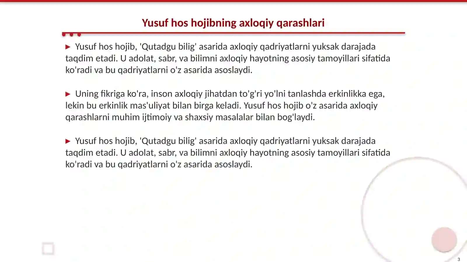Yusuf hos hojib,Mahmud qoshĝariy va Ahmad Yugnakiyning axloqiy qarashlari 3