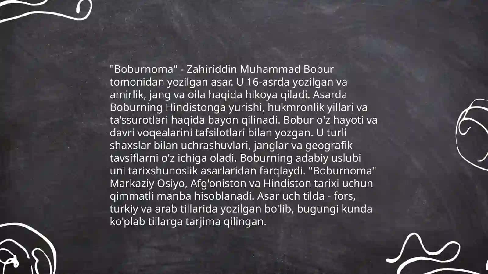 "Boburnoma" tarixiy -adabiy memuar asar.Kompozitsion qurilishi, janr xususiyatlari 3