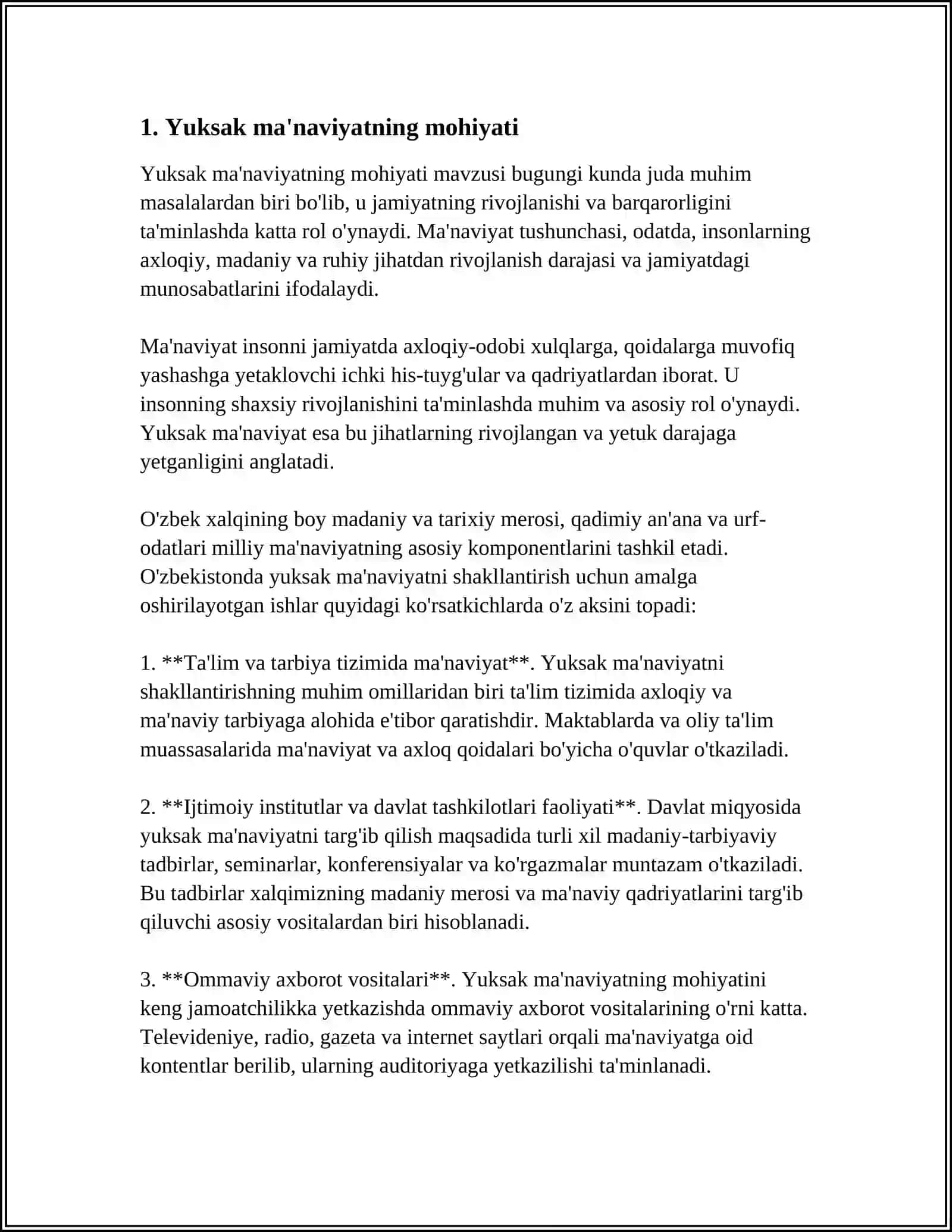 "YUKSAK MA'NAVIYAT YENGILMAS KUCH" ASARINING MAZMUN MOHIYATI 3