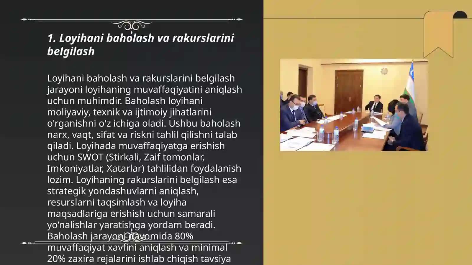 Loyihani baholash va rakurslarini belgilash 3