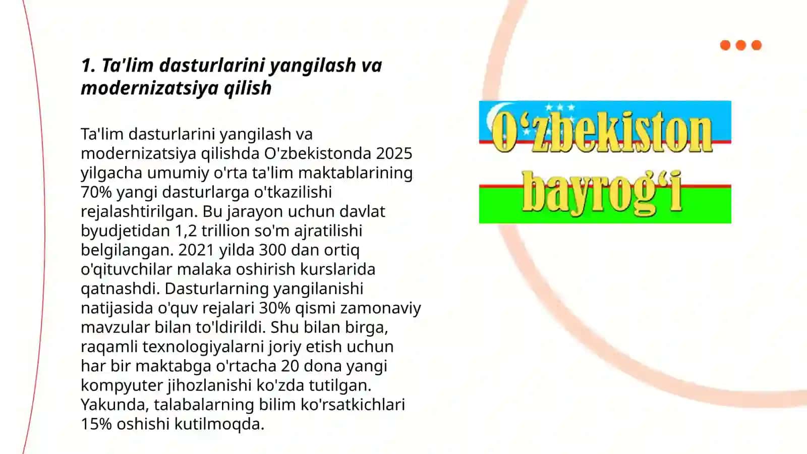 Talim sohasida amalga oshirilayotgan islohotlar 3
