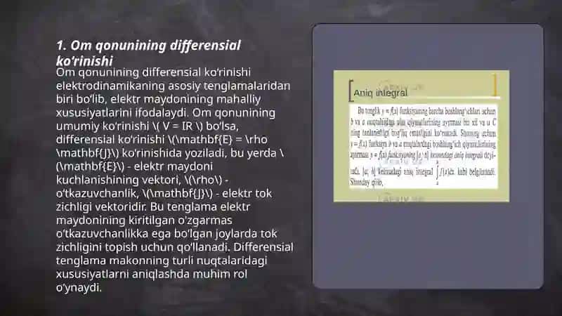 Om va Joul-Lens qonunlarining differensial va integral ko‘rinishlari 3