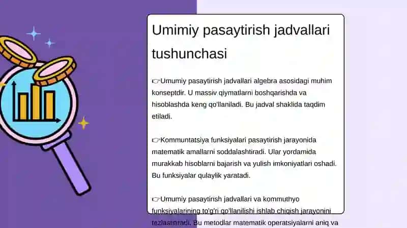 Umumiy pasaytirish jadvallari va kommutatsiya funksiyalari 3