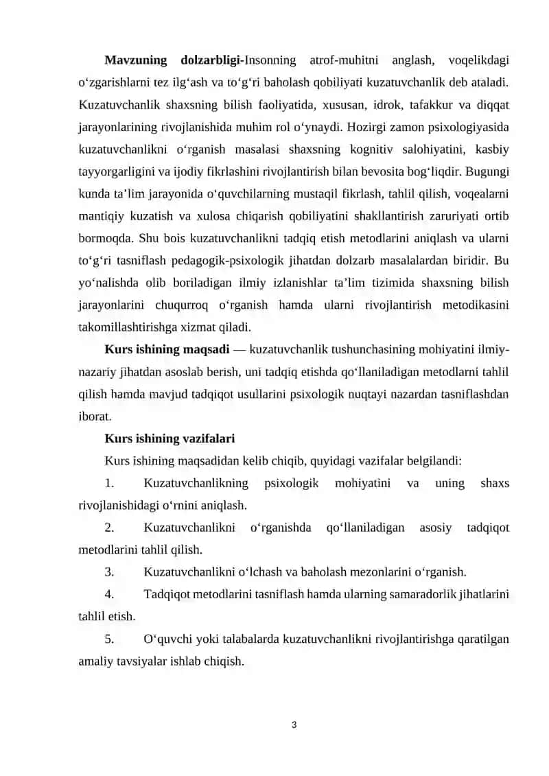 Kuzatuvchalikni tadqiq etish metodlari tasnifi. 3