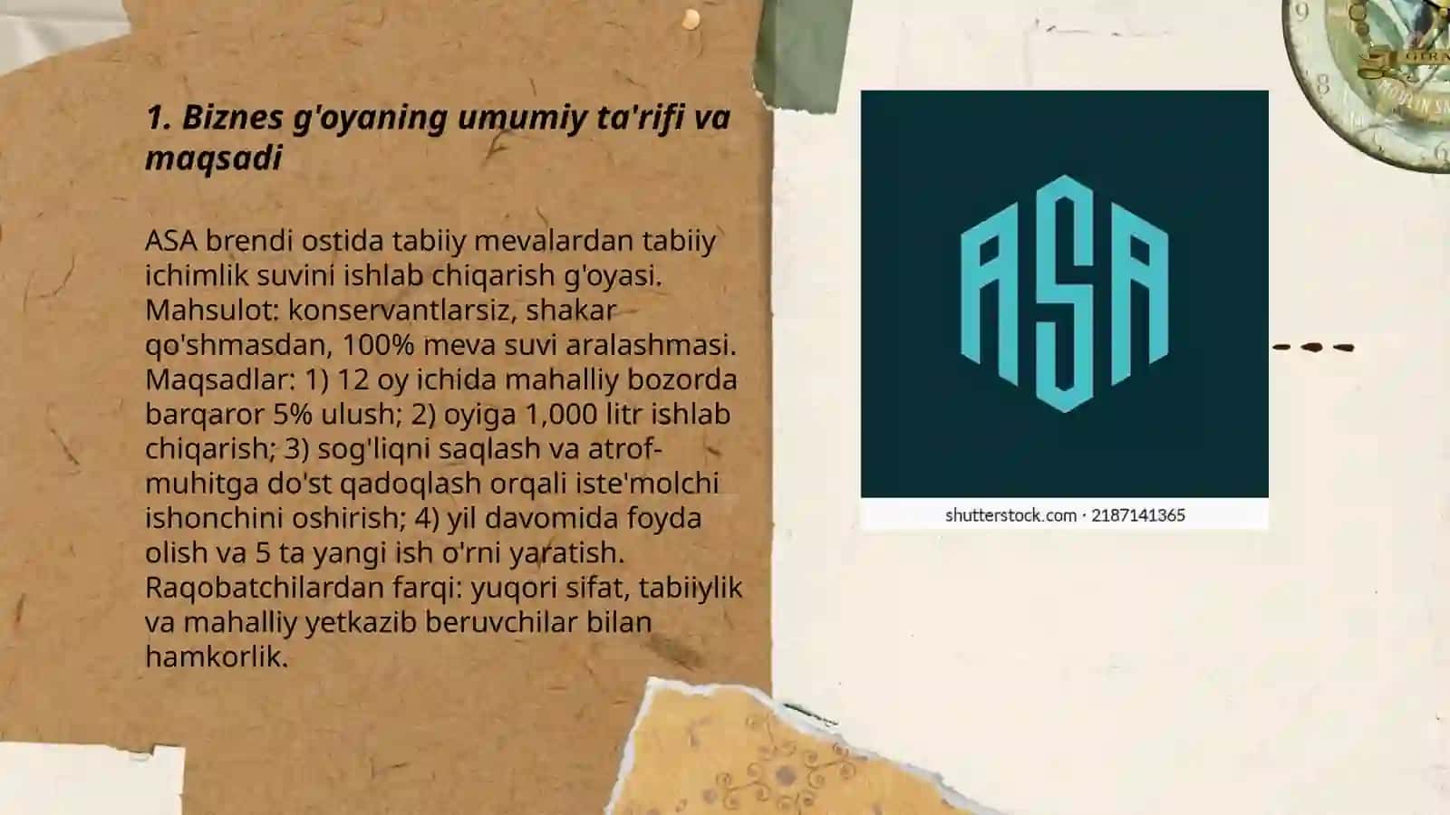 ASA brendi ostida tabiiy mevalardan tabiiy ichimlik suvini ishlab chiqarish g'oyasi 3