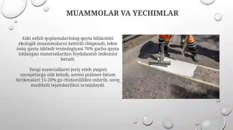 Yo'l to'shamasini rekonstruksiya qilishda innovatsion materiallarni qo'llash 3