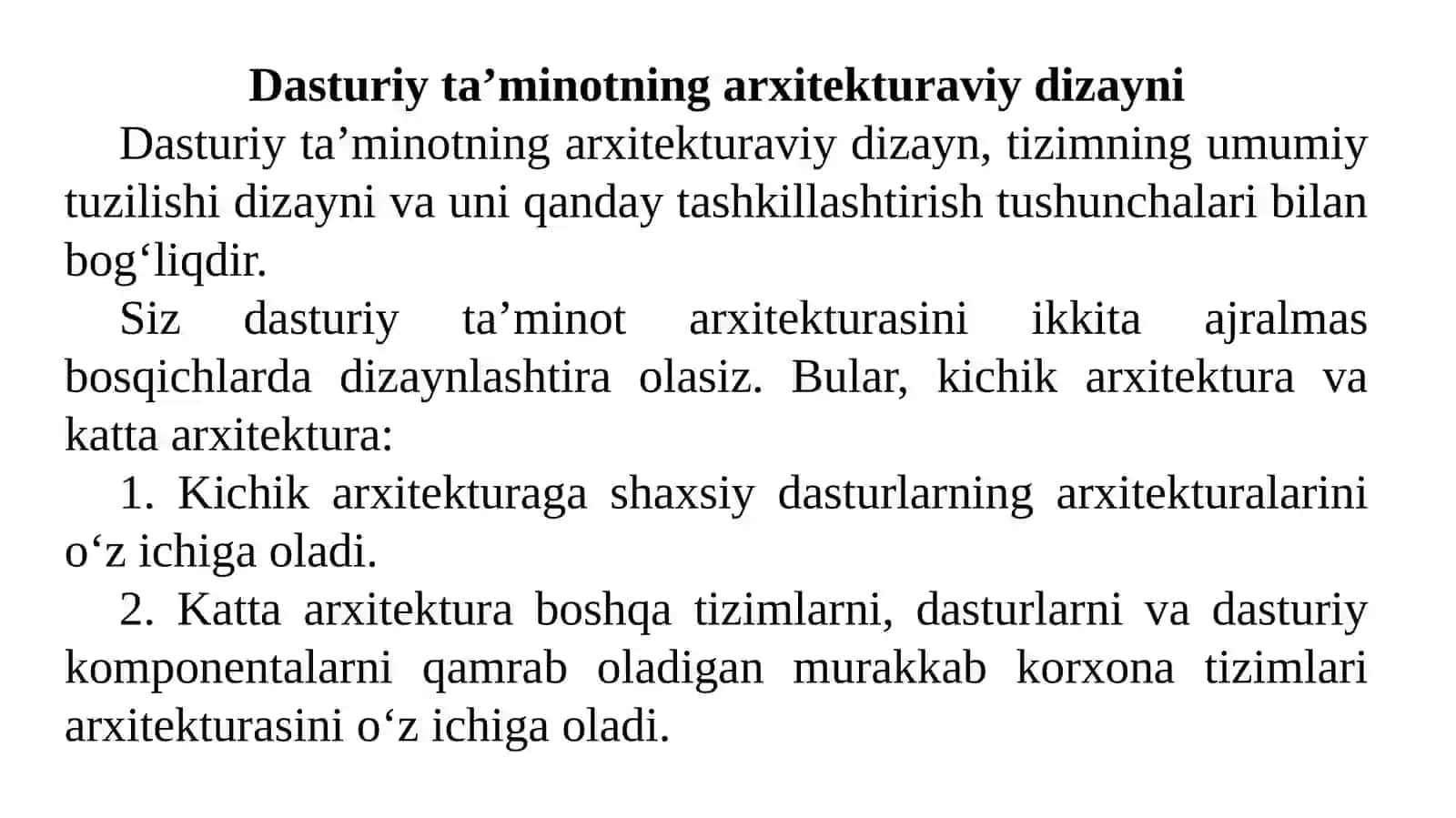 Dasturiyta’minot dizaynini ishlab chiqish 3