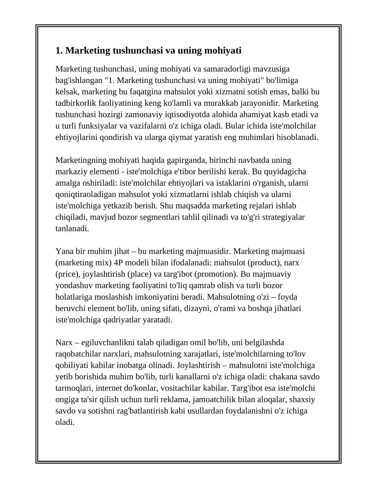 MARKETING TUSHUNCHASI,UNING MOHIYATI VA SAMARADORLIGI 3