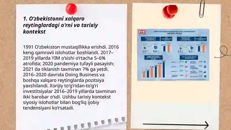 Oʻzbekistonni xalqaro reytinglardagi koʻrsatkichlarini koʻtarishning tarixiy va siyosiy ahamiyati 3