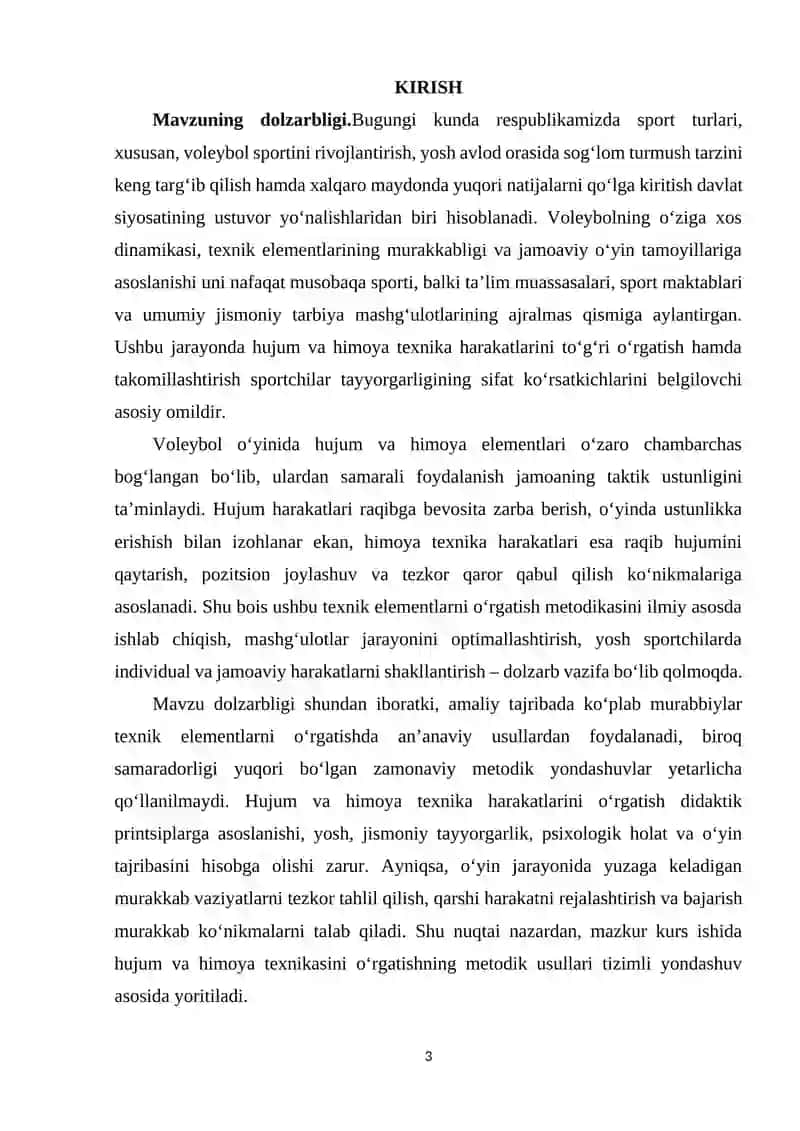 VOLEYBOLDA HUJUM VA HIMOYA TEXNIKA HARAKATLARINI O‘RGATISHNING METODIK USULLARI 3