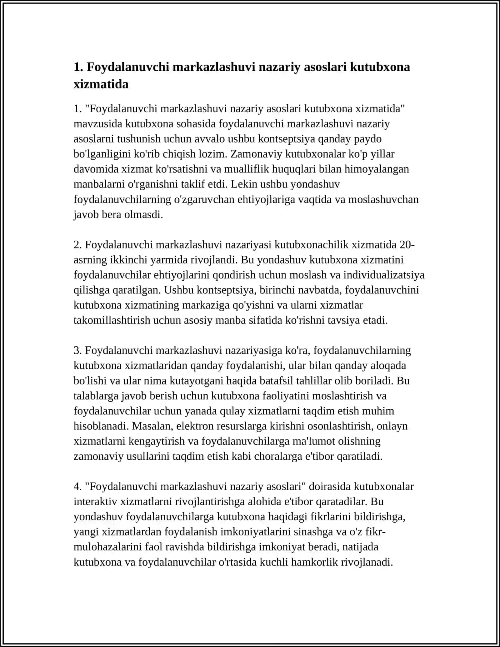 Foydalanuvchi markazlashuvi nazariy asoslari kutubxona xizmatida 3