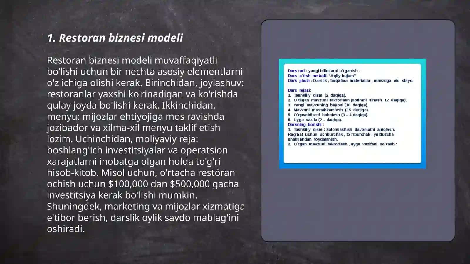 Restoran Biznesi Modeli 3