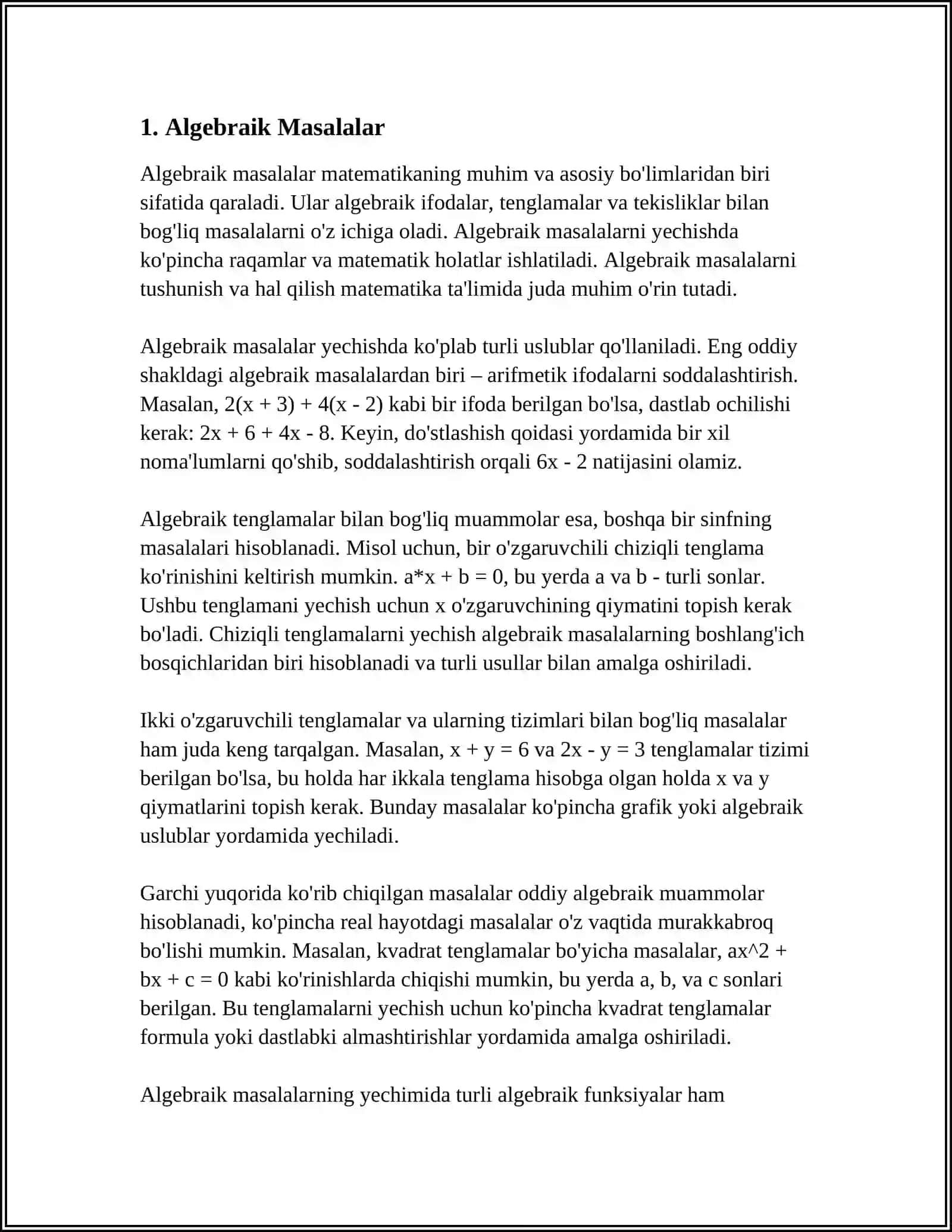 QIZIQARLI MATEMATIK MASALA VA TOPSHIRIQLAR TOʻPLAMI 3