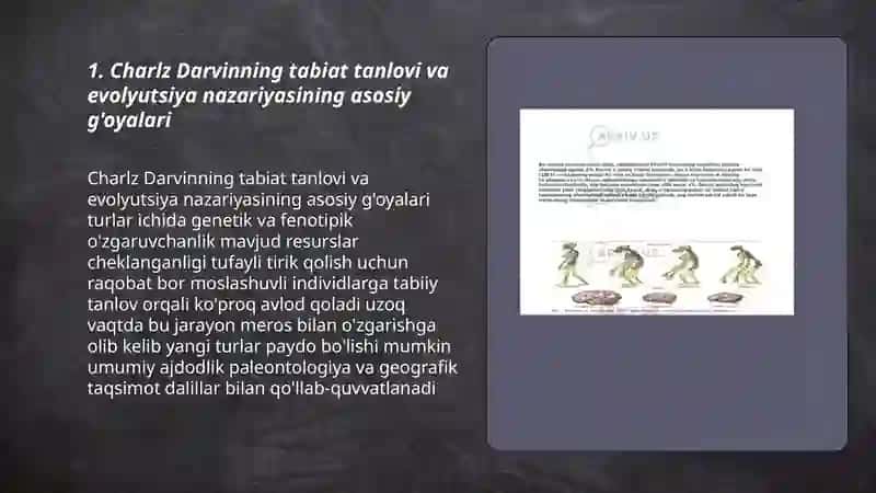 Charlz Darvinning tabiat tanlovi va evolyutsiya nazariyasi 3