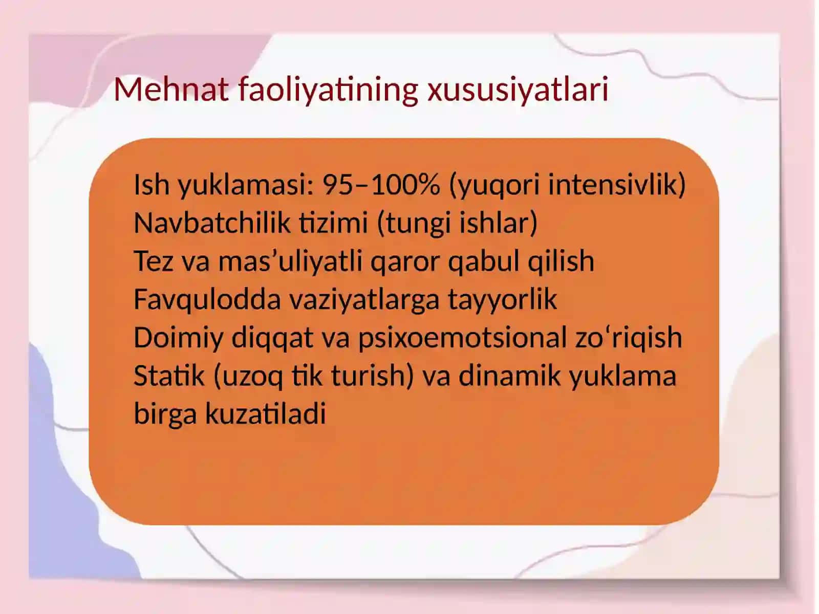 Ishlab chiqarish korxonalarida shifokor ishining gigiyenik jihatlari. 
Ishchilami tibbiy ko‘rikdan 3
