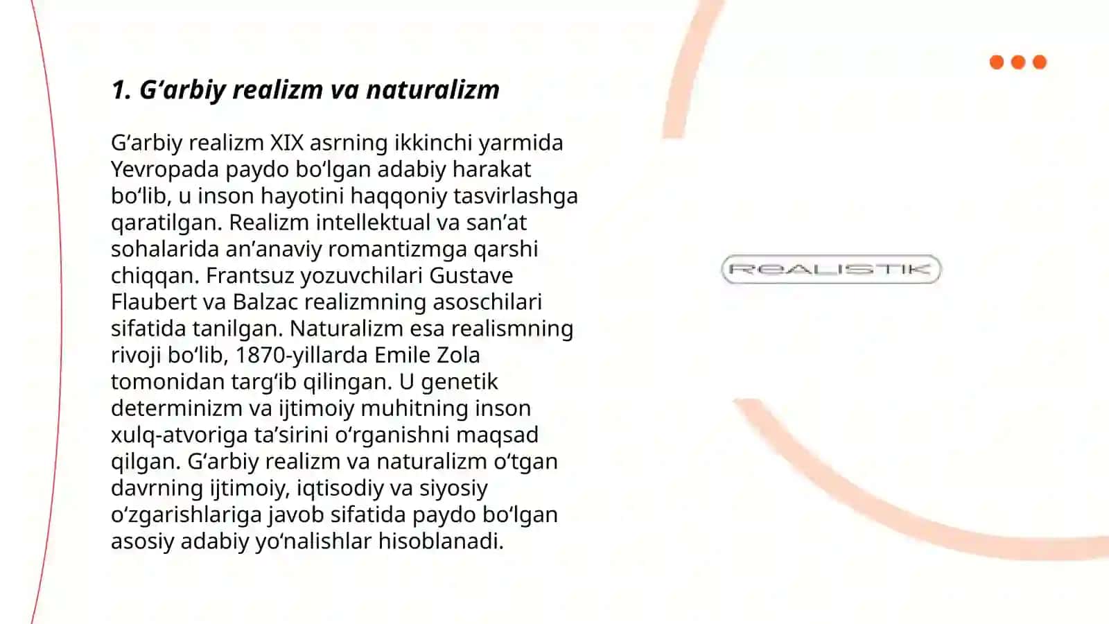 Gʻarbiy realistik adabiyoti 3