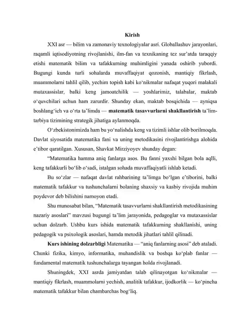 Matematik tasavvurlarni shakllantirish metodikasi 3