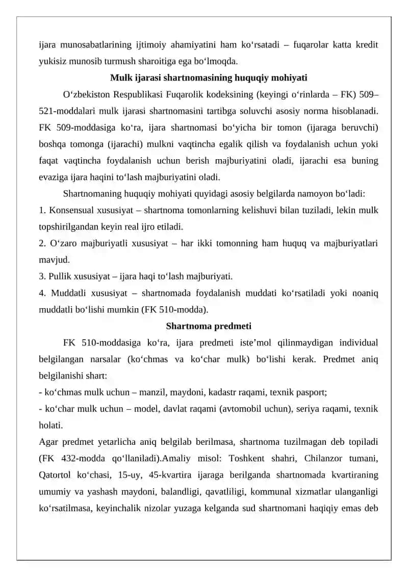Mulk ijarasi shartnomasi 3