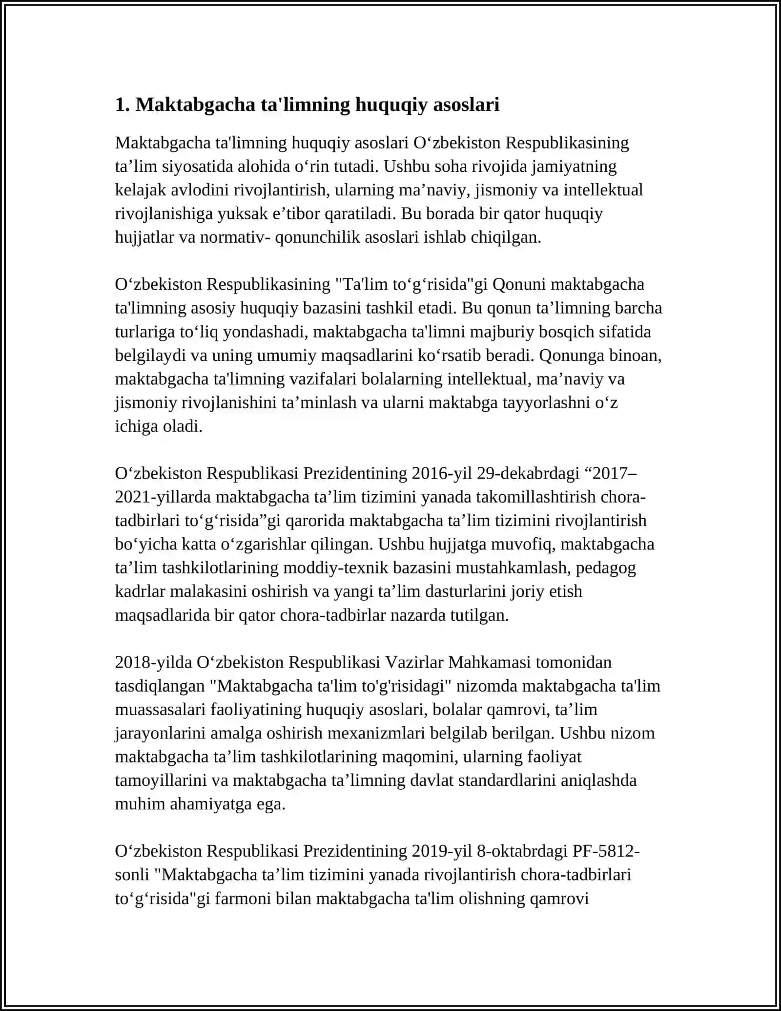 MAKTABGACHA TAʼLIM VA TARBIYANING DAVLAT STANDARTLARI MAZMUN VA ASOSIY VAZIFALARI 3