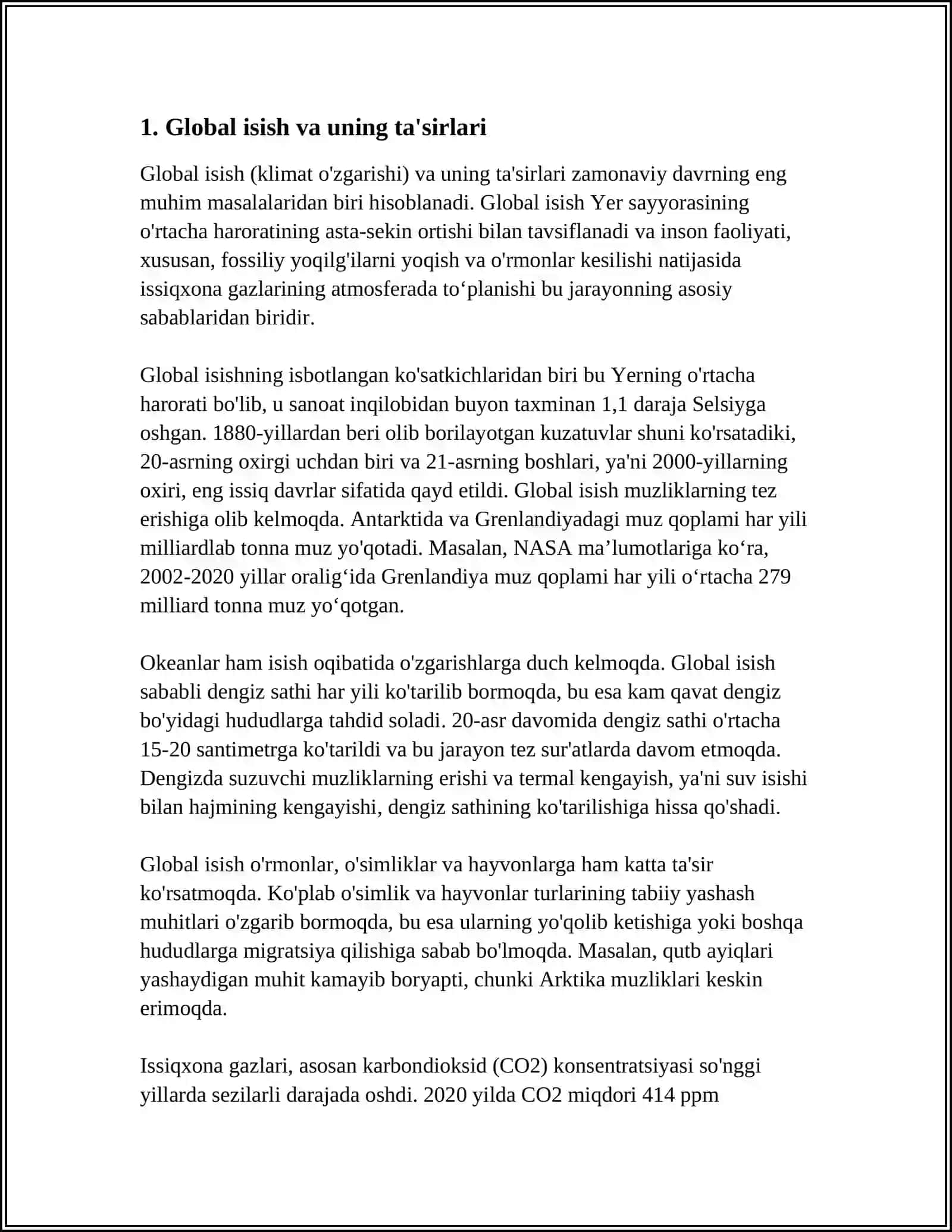 GLOBAL IQLIM O‘ZGARISHINING OQIBATLARI 3