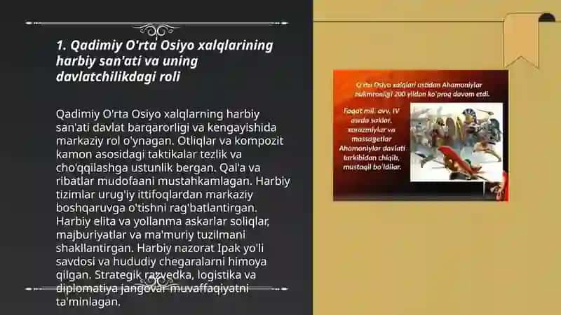 Qadimda O'rta Osiyo Halqalari Harbiy San'ati 3