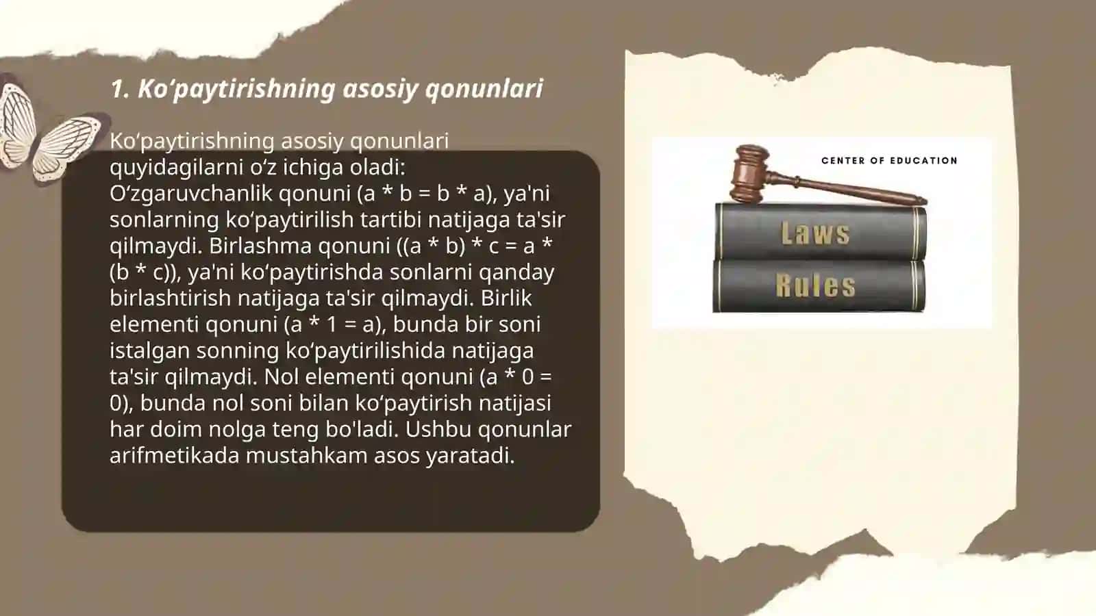 Koʻpaytirish qonunlari 3