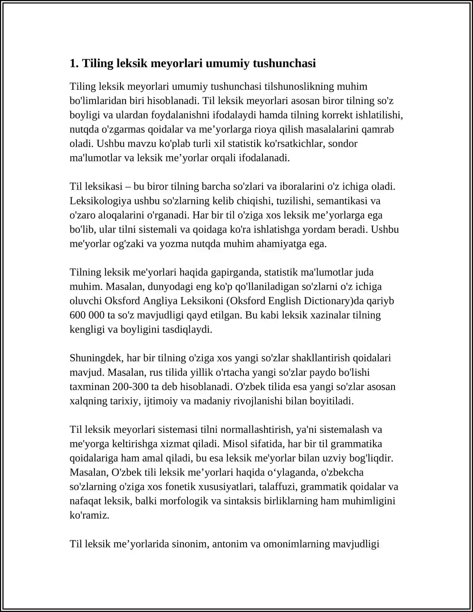 TILNING LEKSIK MEYORLARI 3