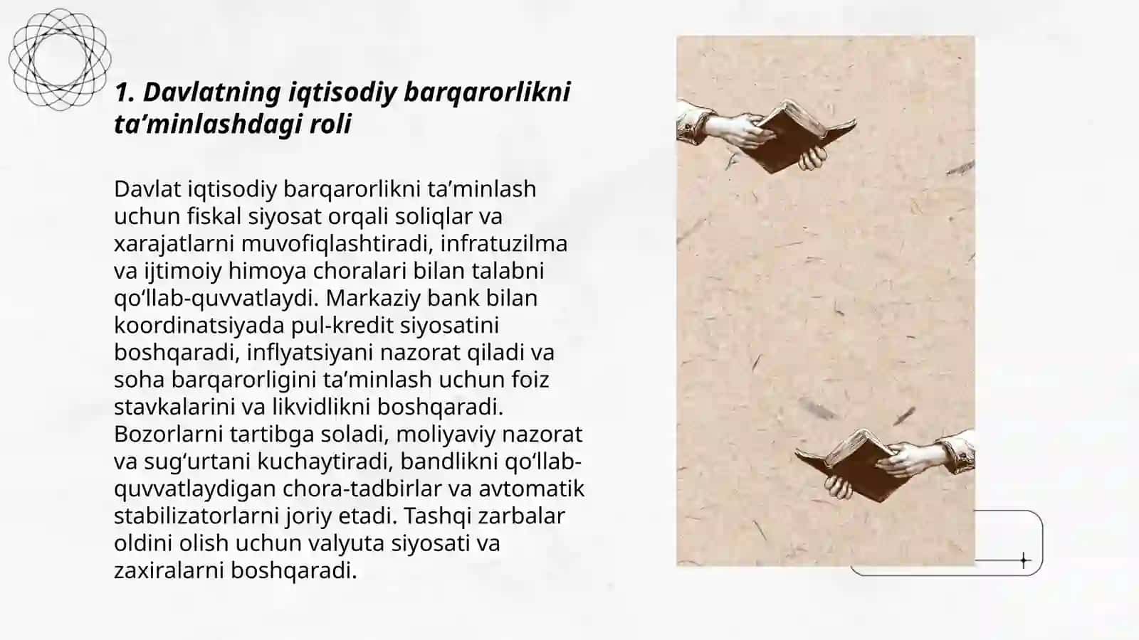 Davlatning iqtisodiy barqarorlikni taʼminlashdagi roli 3