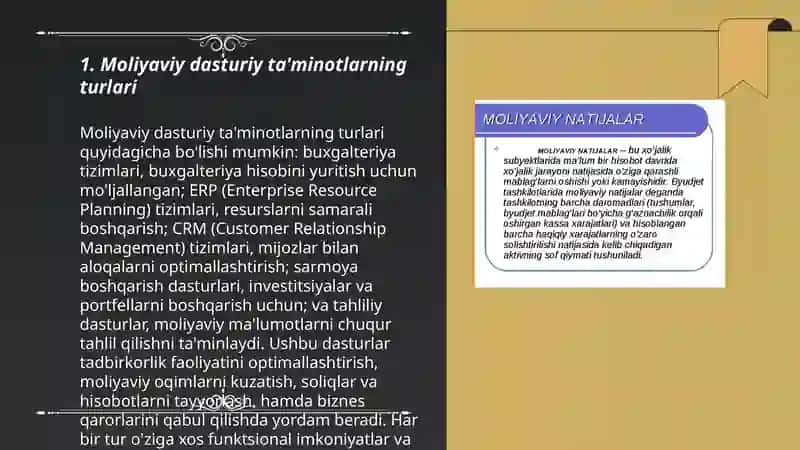 Moliyaviy amaliyotda qoʻllaniladigan dasturiy talimotlar va ularning ishlash texnalogiyasi 3