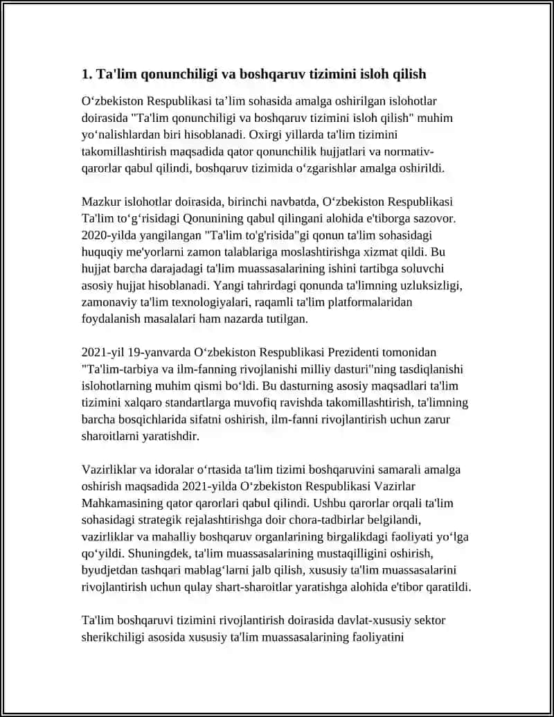 OʻZBEKISTON RESPUBLIKASI TA'LIM SOHASIDA AMALGA OSHIRILGAN ISLOHOTLAR 3
