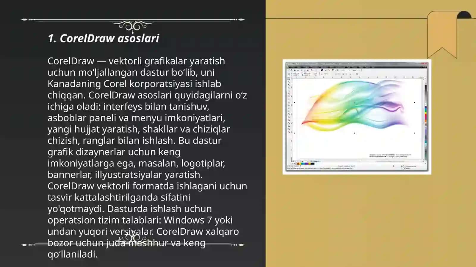 CorelDraw vektorli grafika dasturlarining vazifasi va imkoniyati 3