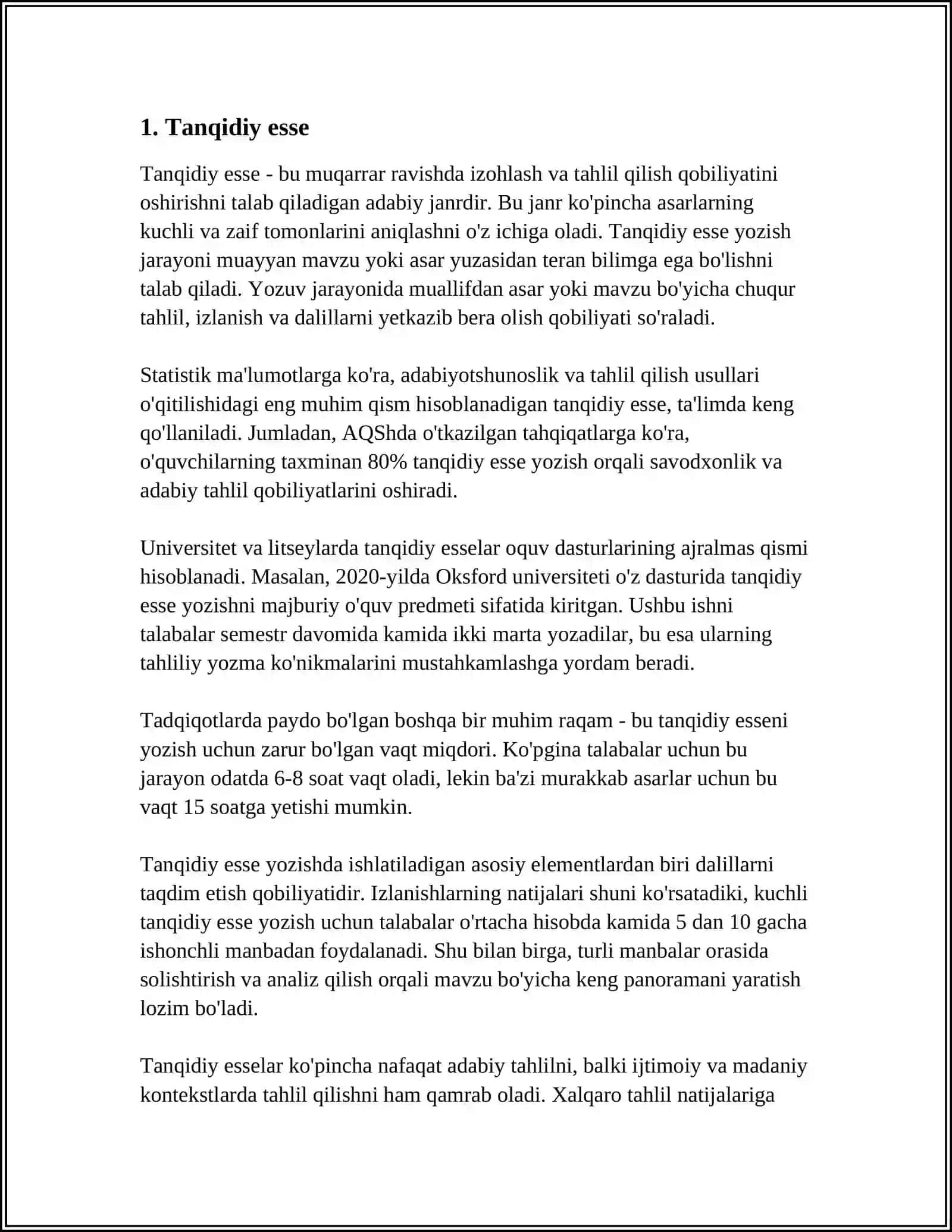 REFERAT Mavzu: ESSE TURLARI 3
